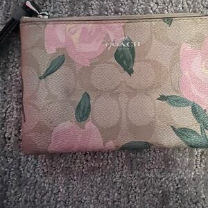 Coach floral print leather wristlet